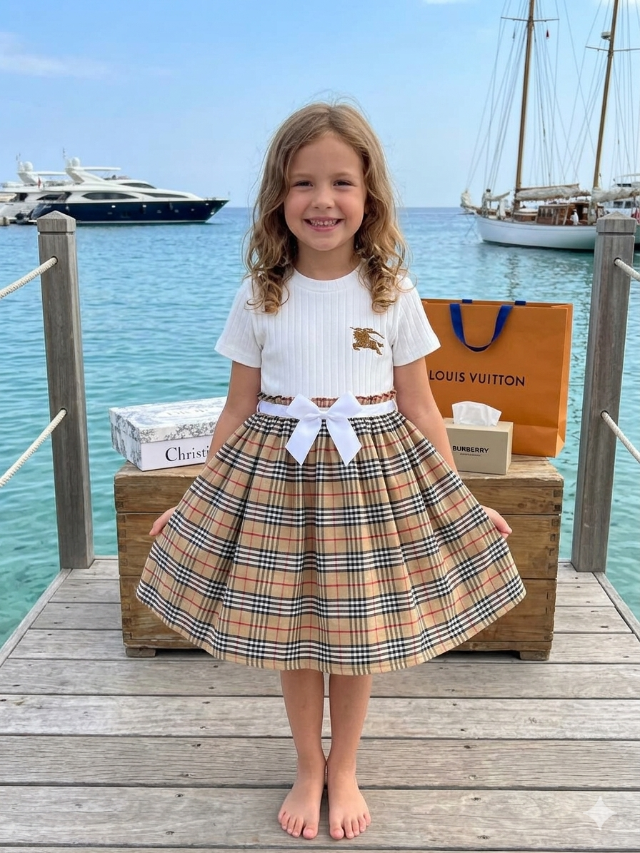 Burberry Elegant Plaid Bow Dress for Girls Dress - Kids Girls (Age 2 -10Y)