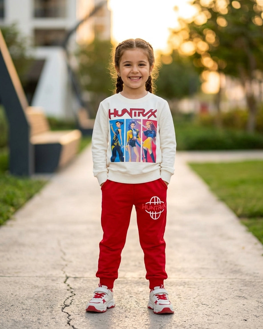 "HUNTRAX" Anime Hero Red Autumn Set - Kids Girls (2 -8Y)