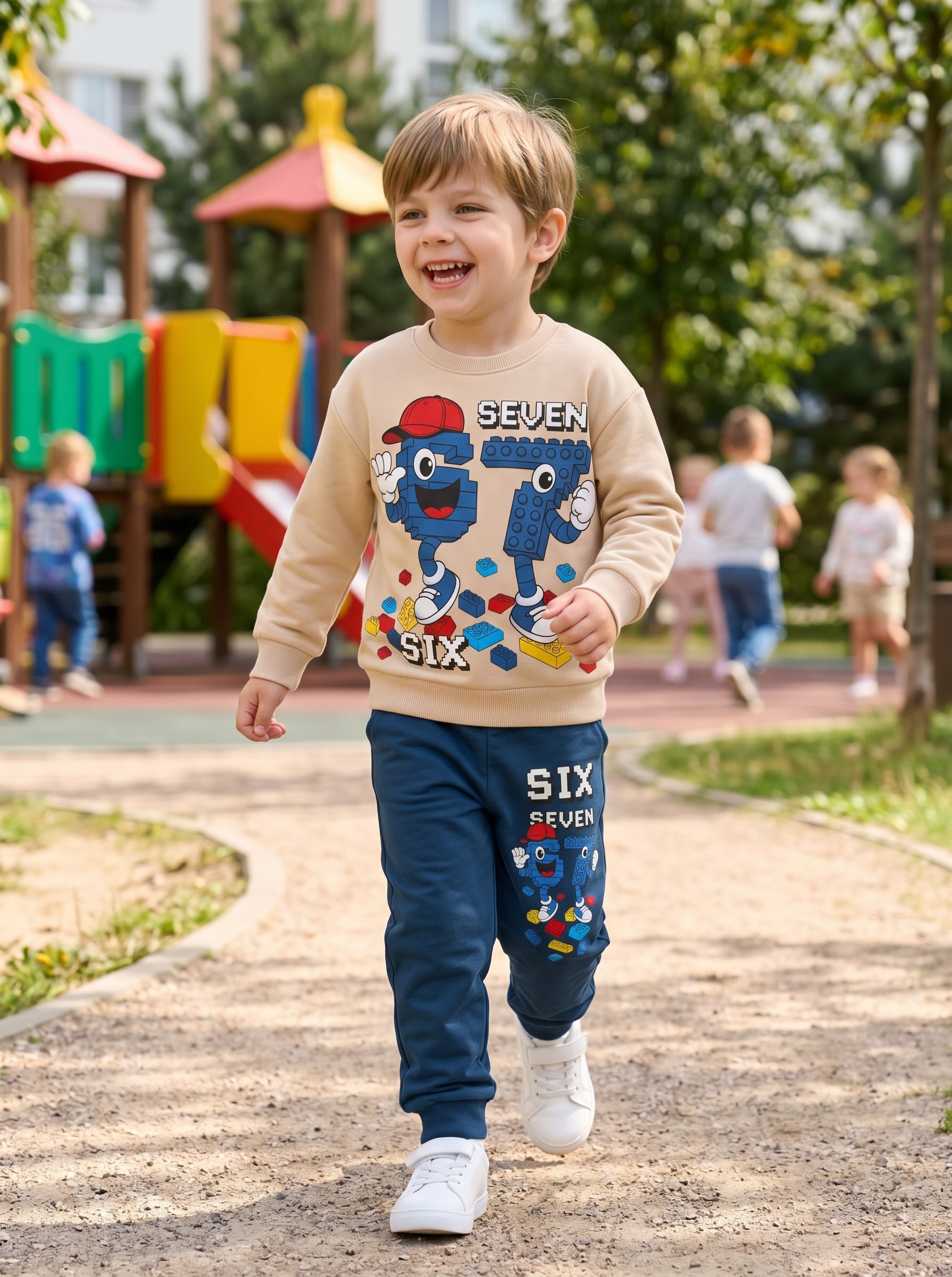 Building Block Character Sweatshirt and Joggers Kids Set- Boys (3-10Y)
