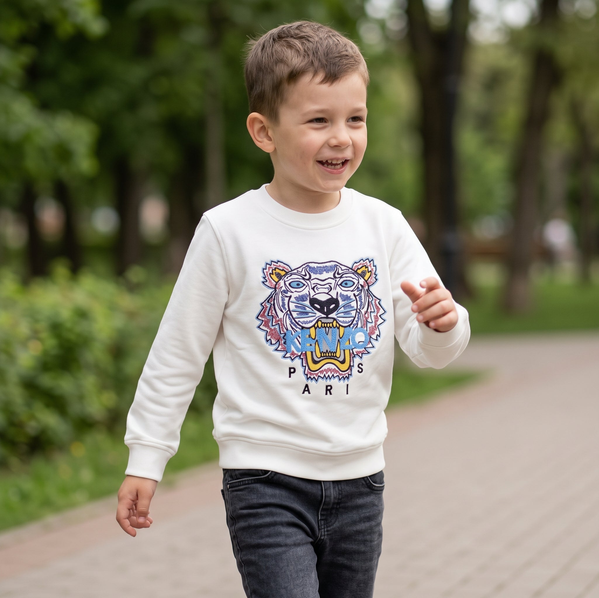 Kids Embroidered Tiger White Sweatshirt KZO - Boys (2-16Y)