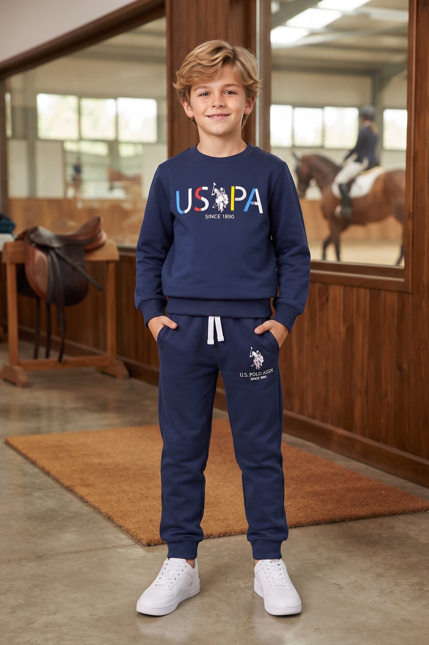 U.S. Polo Assn. Navy Blue Sweatshirt Set- Kids Boys (3 -12Y)