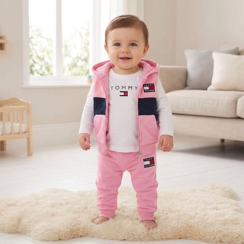 Tommy Hilfiger Baby Girl Tracksuit Set (Premium Quality)  - Baby Girls (6 to 36M)