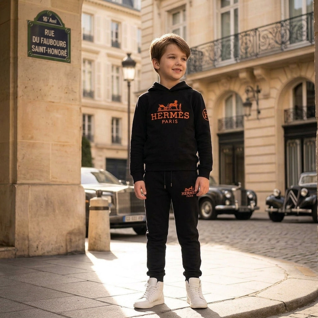 Hermès Paris Kids Luxury Tracksuit Set - Kids Boys (3 -12Y)