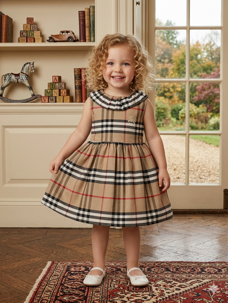 Burberry Elegant Plaid Princess Dress for Girls - Kids Girls (Age 2 -10Y)