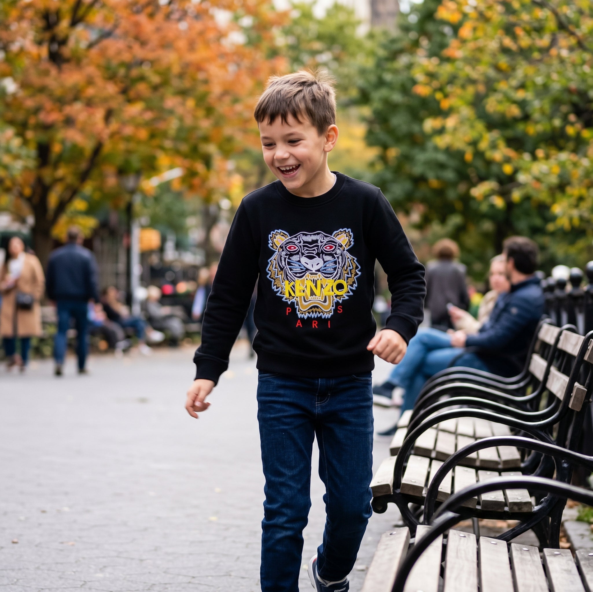 Kids Embroidered Tiger Black Sweatshirt KZO- Boys (2-16Y)