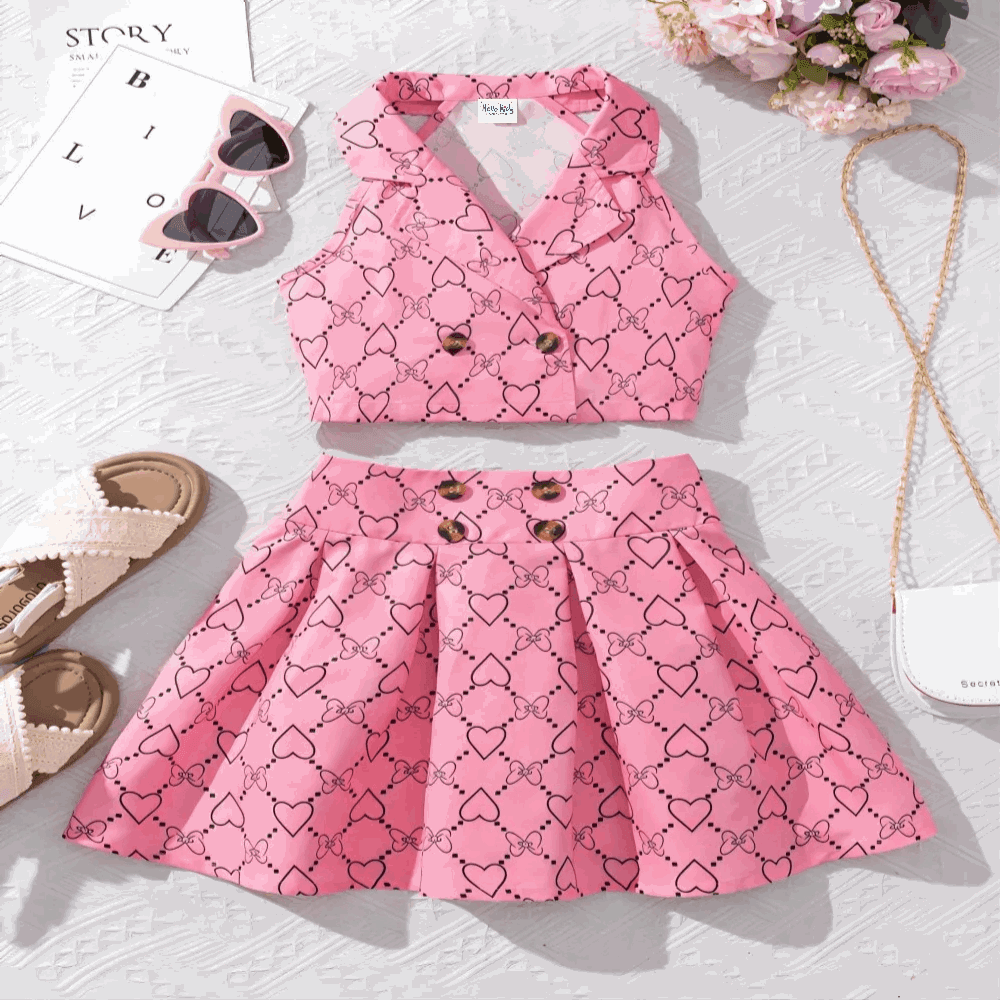 Lapel Skirt and Pants Set - Kids Girl (2pcs) - Novo Kids