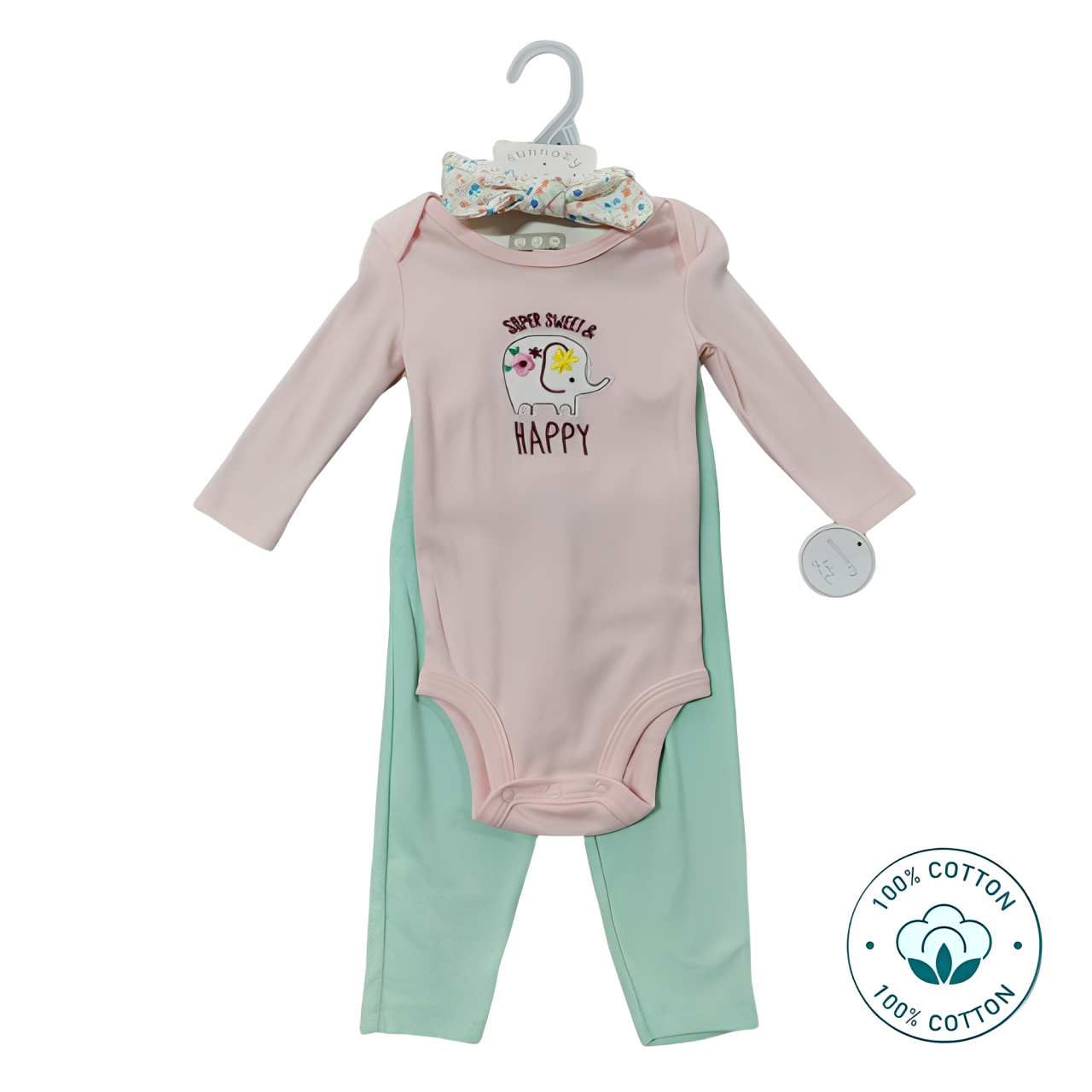 Newborn Baby Girl 3-Piece Outfit Set –  Super Sweet and Happy  (Newborn – 9 M)