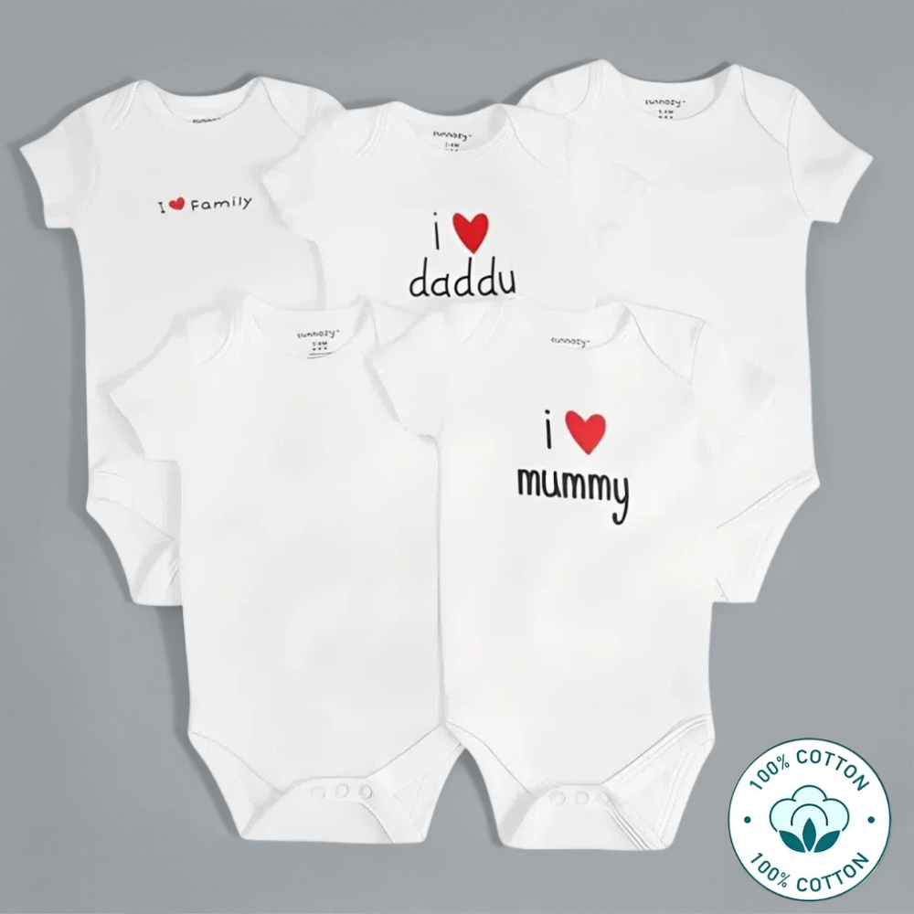 Newborn 5-Piece Baby Love Bodysuit Set – Baby Love (Newborn – 9 M)