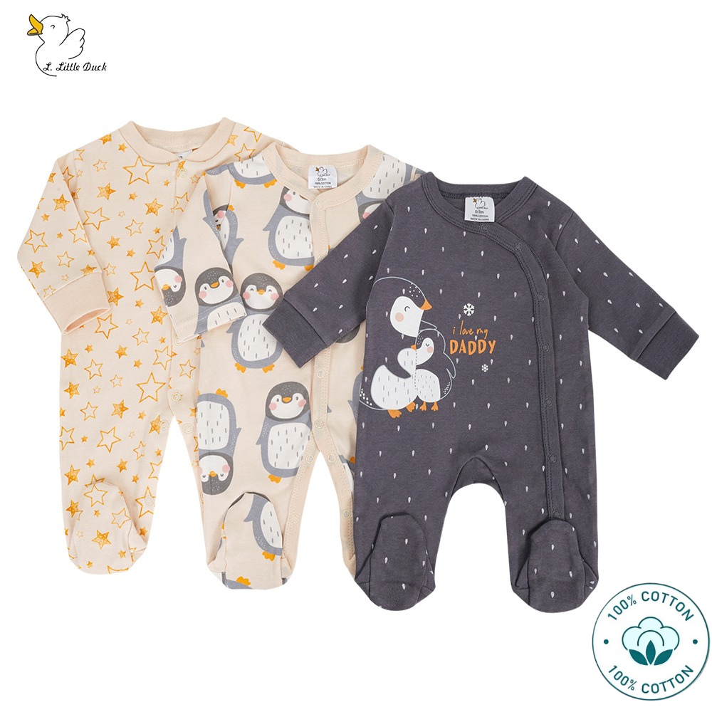 Newborn 3-Pack Baby Boy Sleepsuit Set – Little Penguin (Newborn – 6 M)