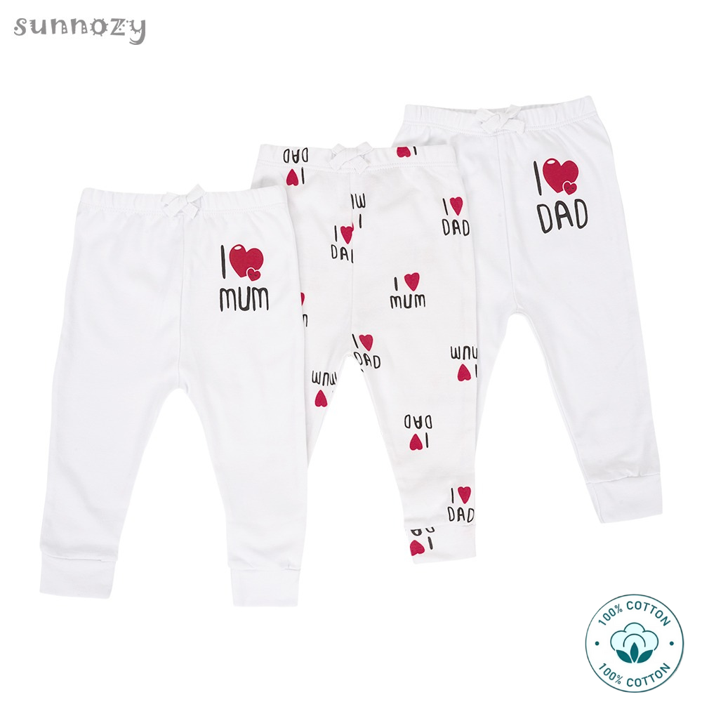 Newborn  3-in-1 Cotton Pants Set – I Love Mum and Dad (Newborn – 9 M)