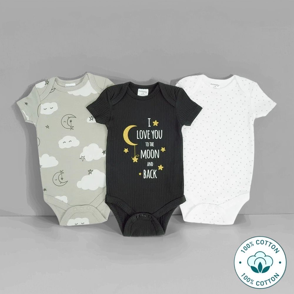 Newborn 3-Piece Baby Bodysuit Set – Love You to the Moon and Back (Newborn – 9 M)