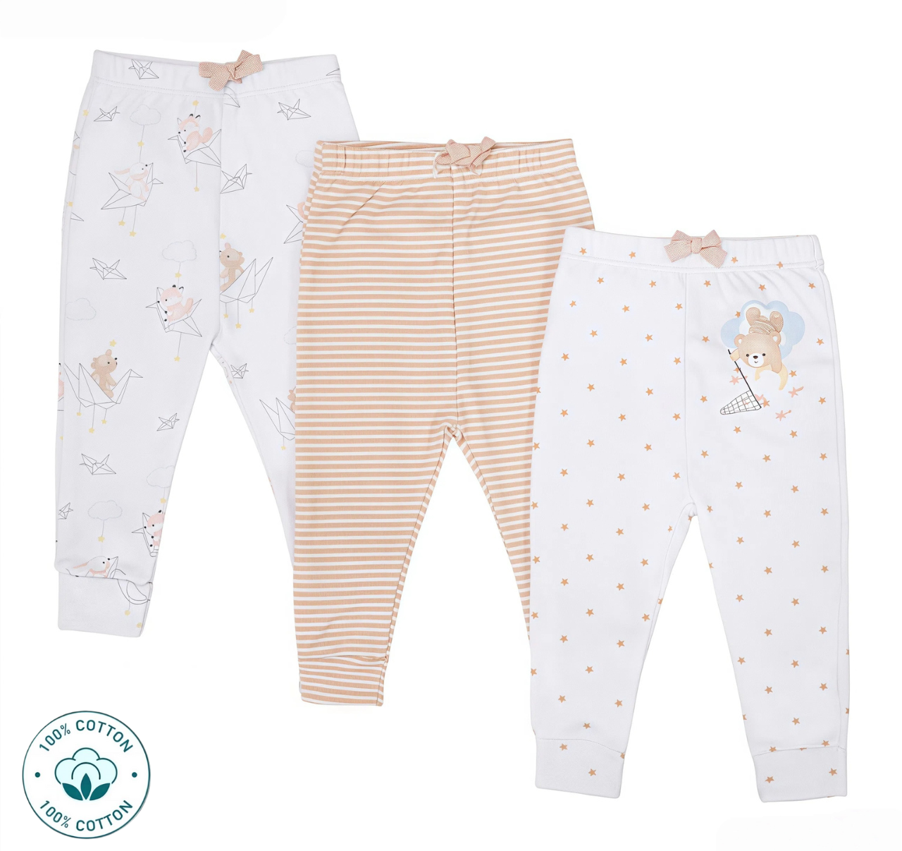 Newborn  3-in-1 Cotton Pants Set – Bear Design (Newborn – 9 M)