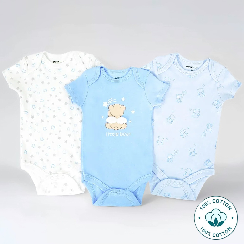 Newborn 3-Piece Baby Bodysuit Set – Little Bear (Newborn – 9 M)