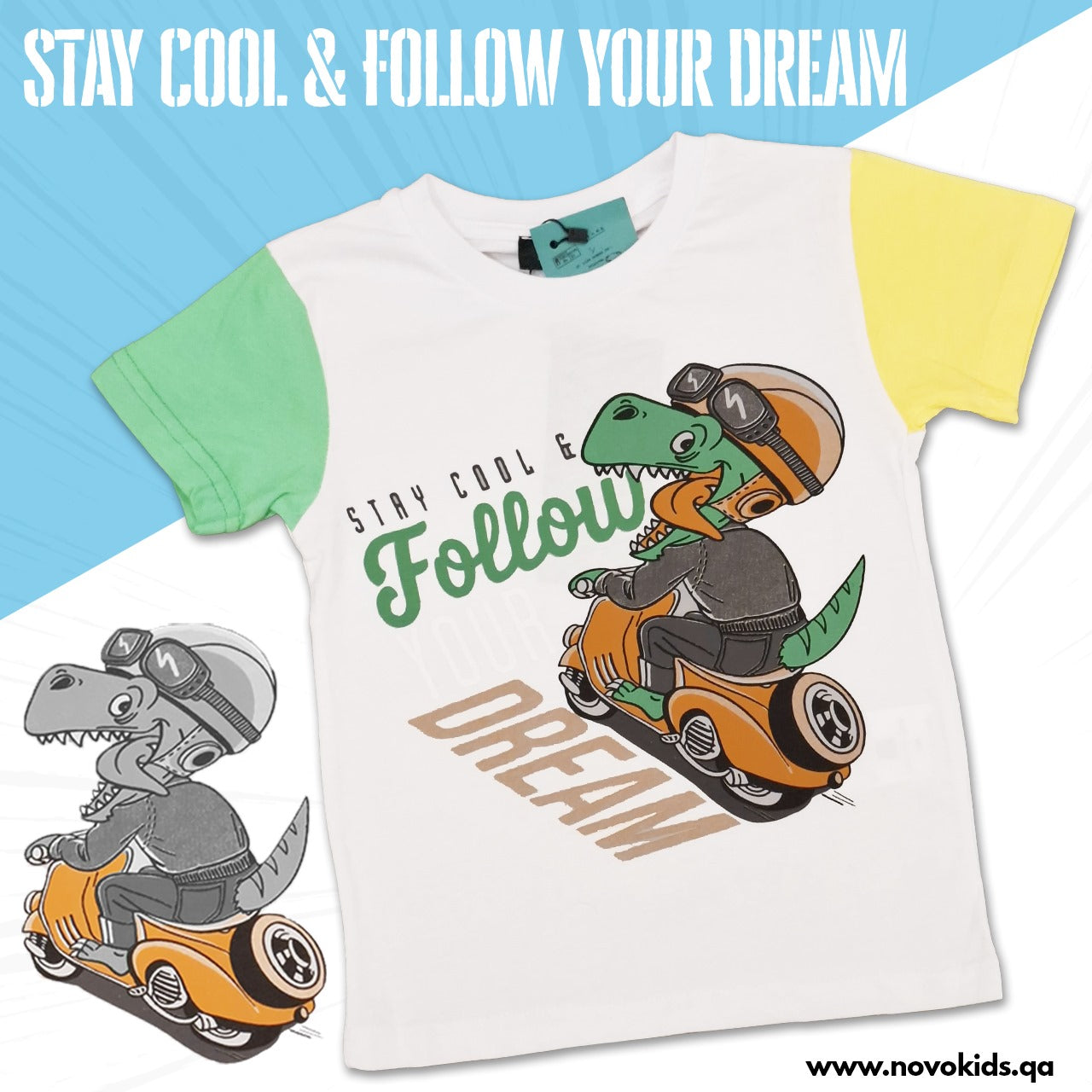 Follow Your Dream Dino T-Shirt - Toddler Boys