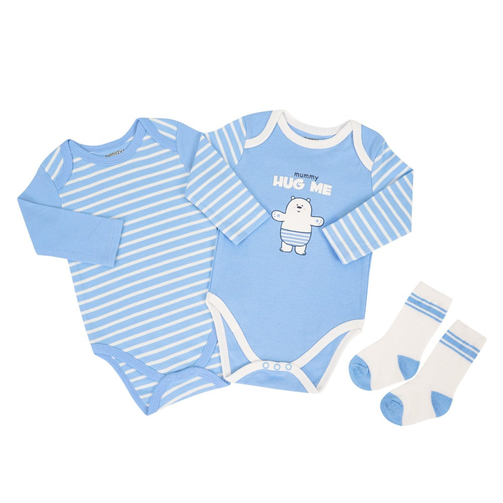 Newborn 3-Piece Bodysuit Baby Set – Mommy Hug me (Newborn – 9 M)