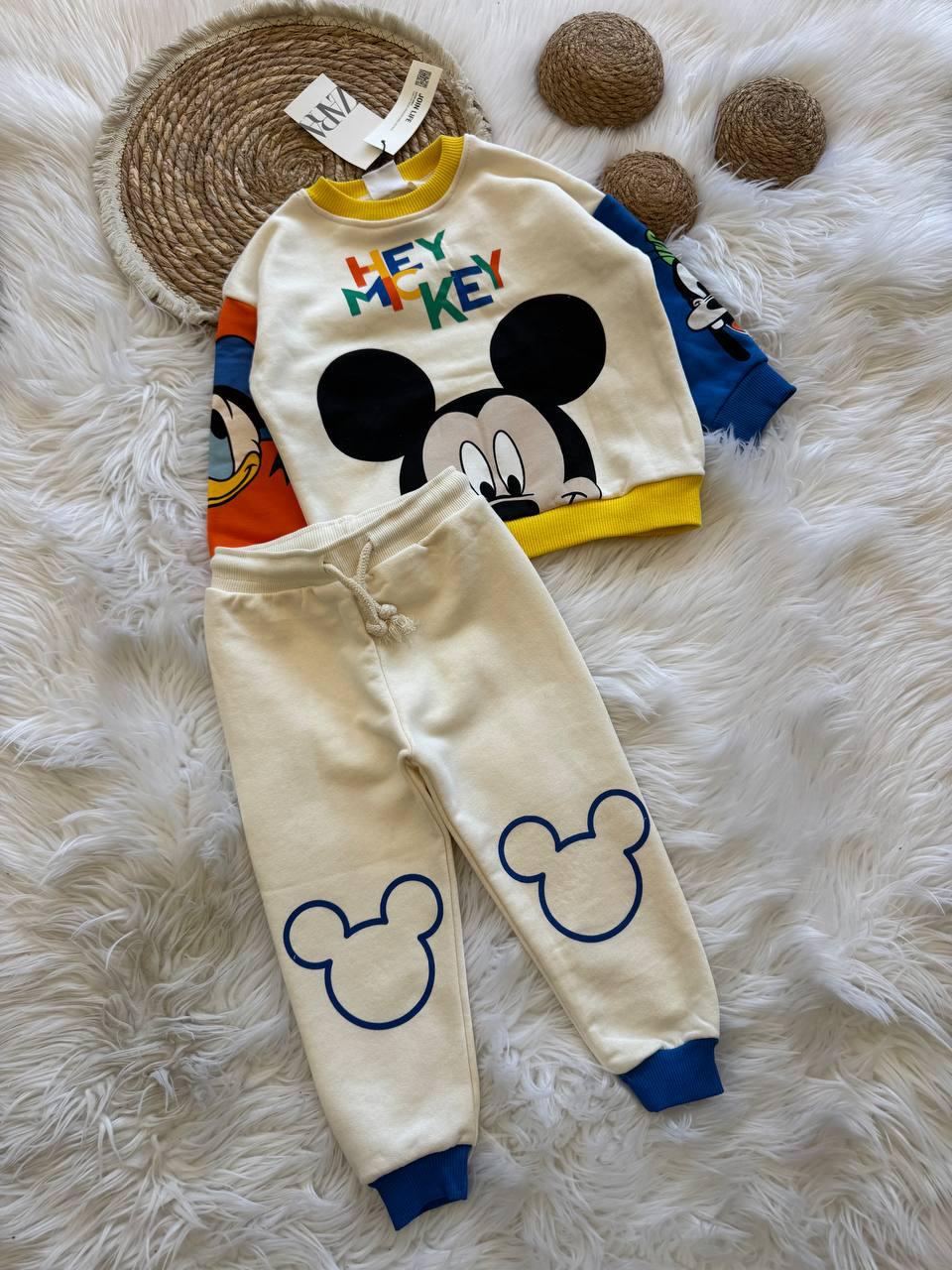 Hey Mickey Sweatshirt and Joggers Boys Cotton Set - Kids Boys (2PCs)