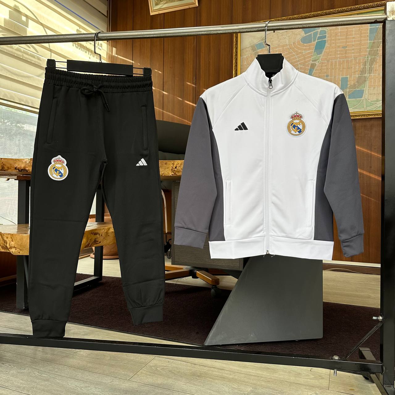 Real Madrid white -Grey Tracksuits set - Kids/Teen Boys (2Pcs)