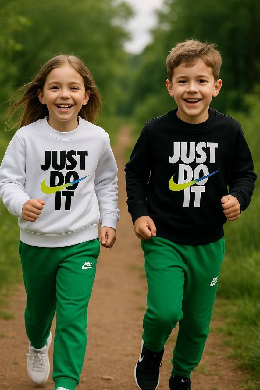 Nike Just Do It Sweater and Jogger White -Black Kids Set - Kids Boys (3-12Y)