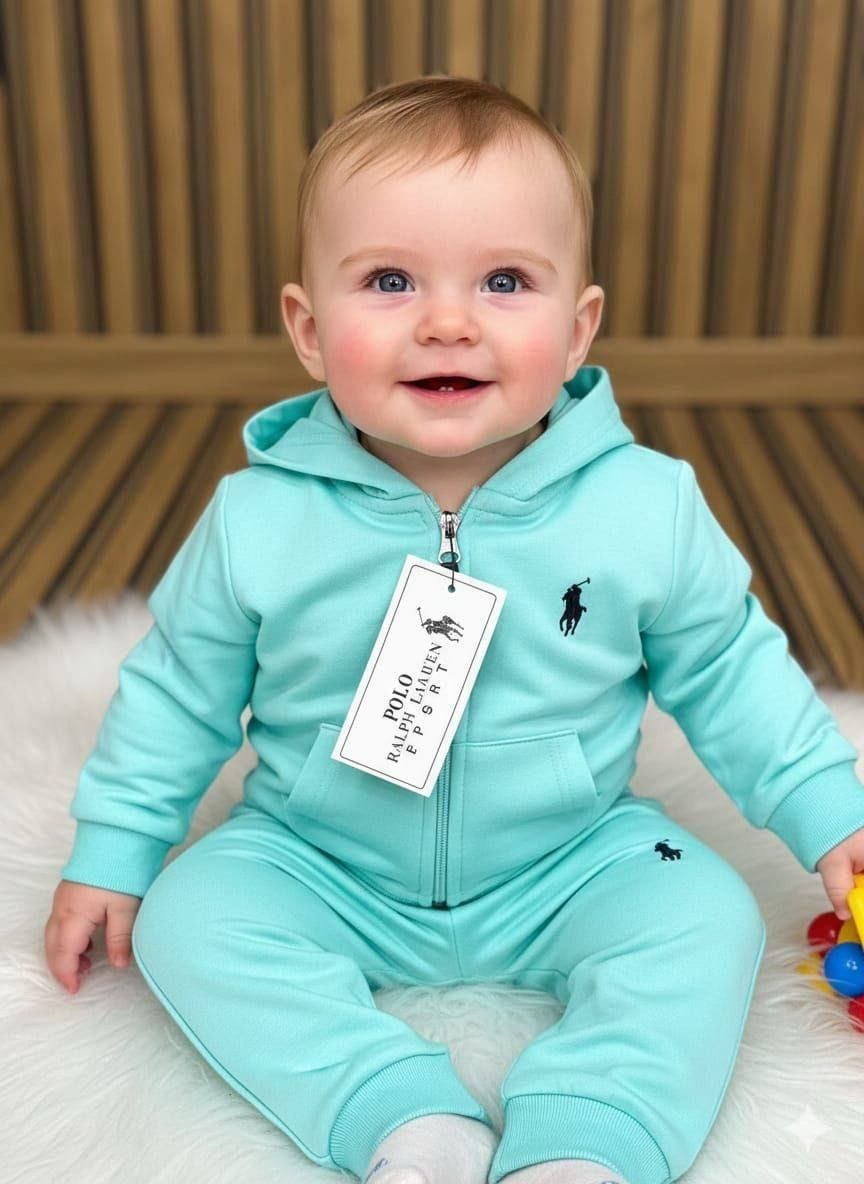 Polo Ralph lauren Baby Soft Hoodie Aqua Blue Tracksuit - Baby Boys/Girls (0 - 24M)