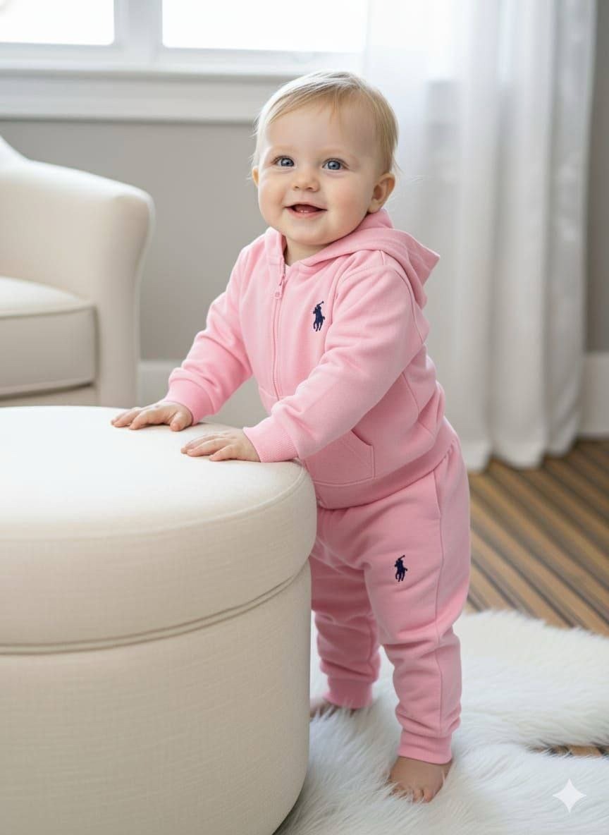 Polo Ralph lauren Baby Soft Hoodie Pink Tracksuit - Baby Girls (0 - 24M)