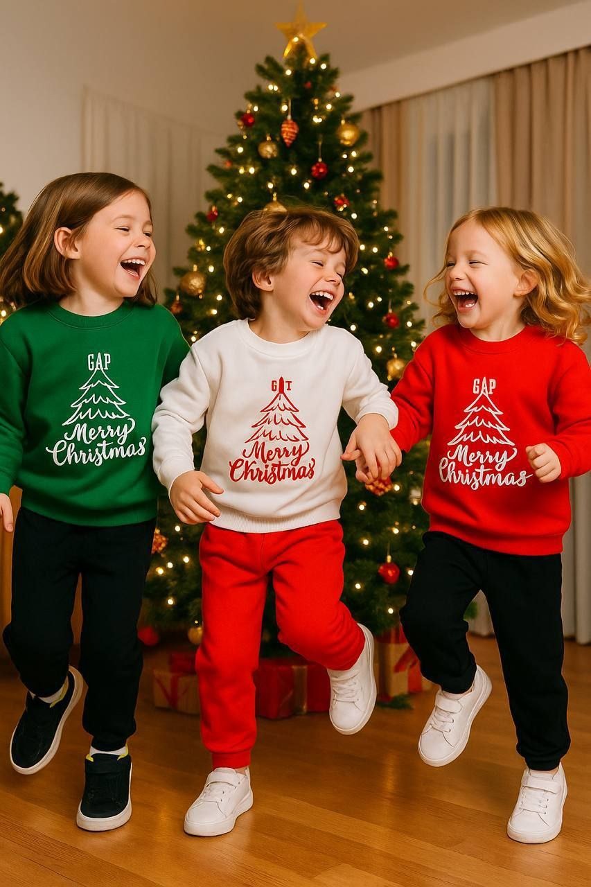 GAP Kids’ Merry Christmas Sweatshirt Set – 3 Festive Colors - Kids Boys/Girls (3-12Y)