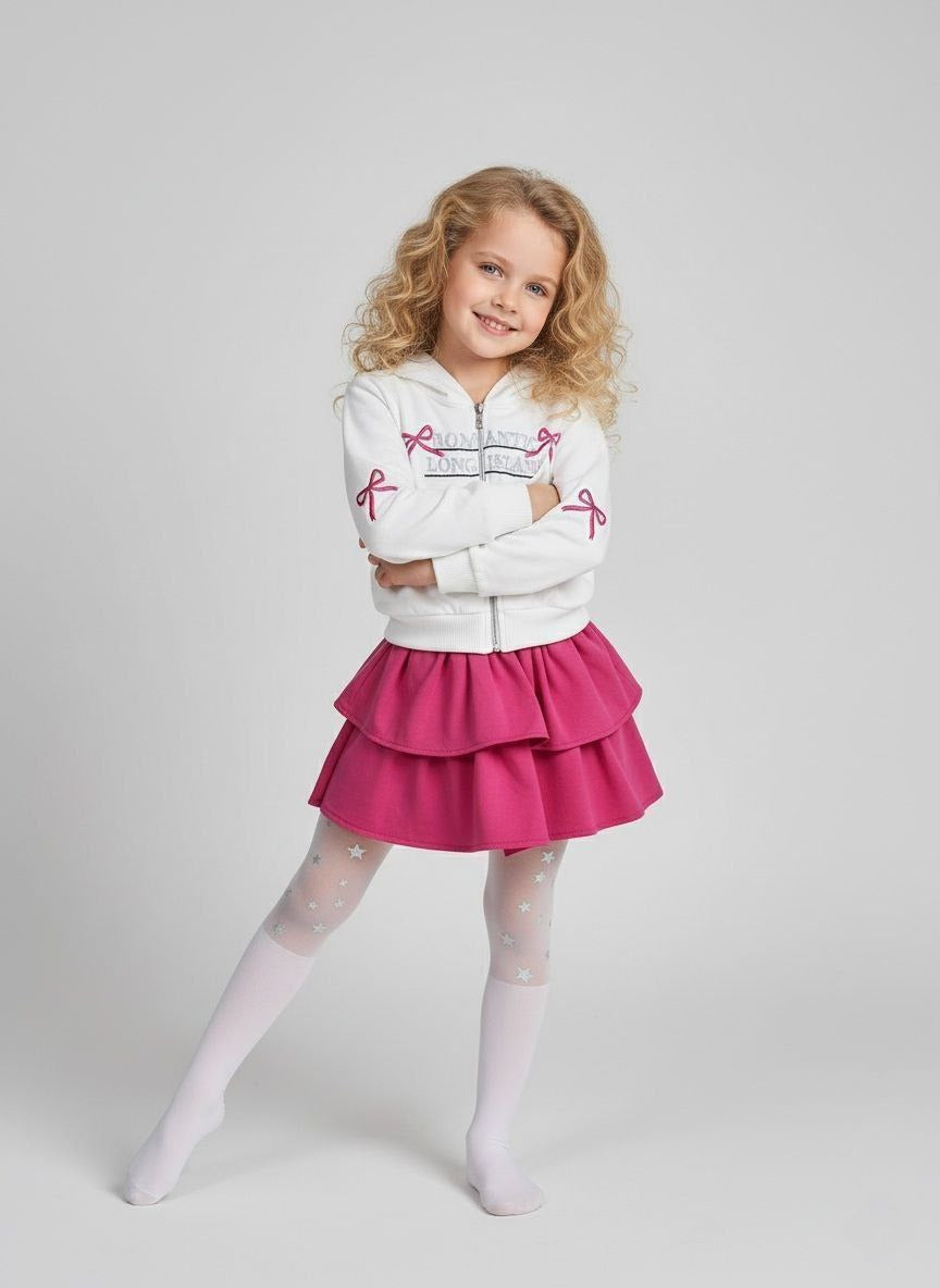 Girls 2 Pieces Hoodie and Ruffle Pink Skirt Set - Kids Girls (2-10Y)