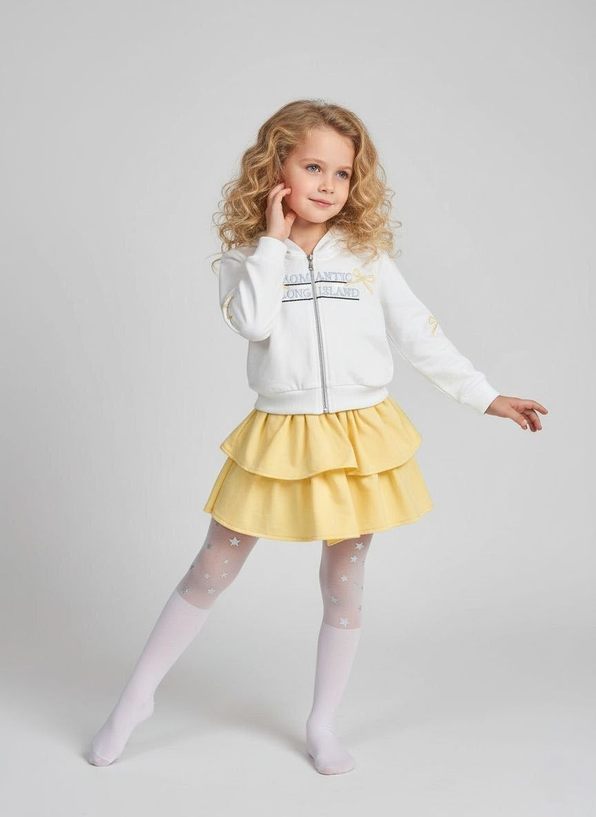 Girls 2 Pieces Hoodie and Ruffle yellow Skirt Set - Kids Girls (2-10Y)