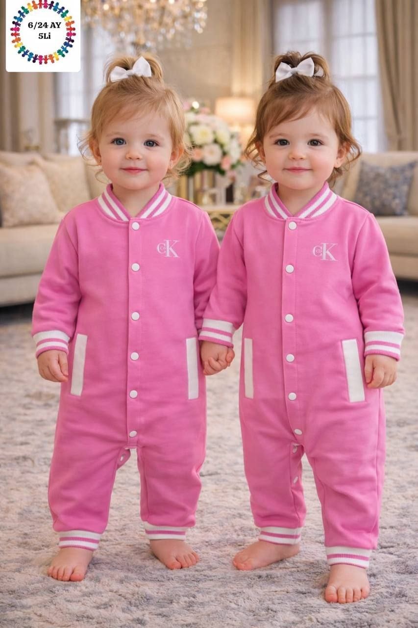 CK Pink Girl Baby Sporty Cotton Jumpsuit Set - Baby Girls (6 to 24M)