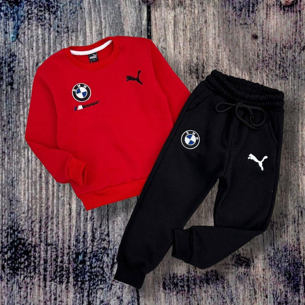 Puma BMW Boys’ 2-Piece Red Black Tracksuit Set- Kids Boys (3-12Y)