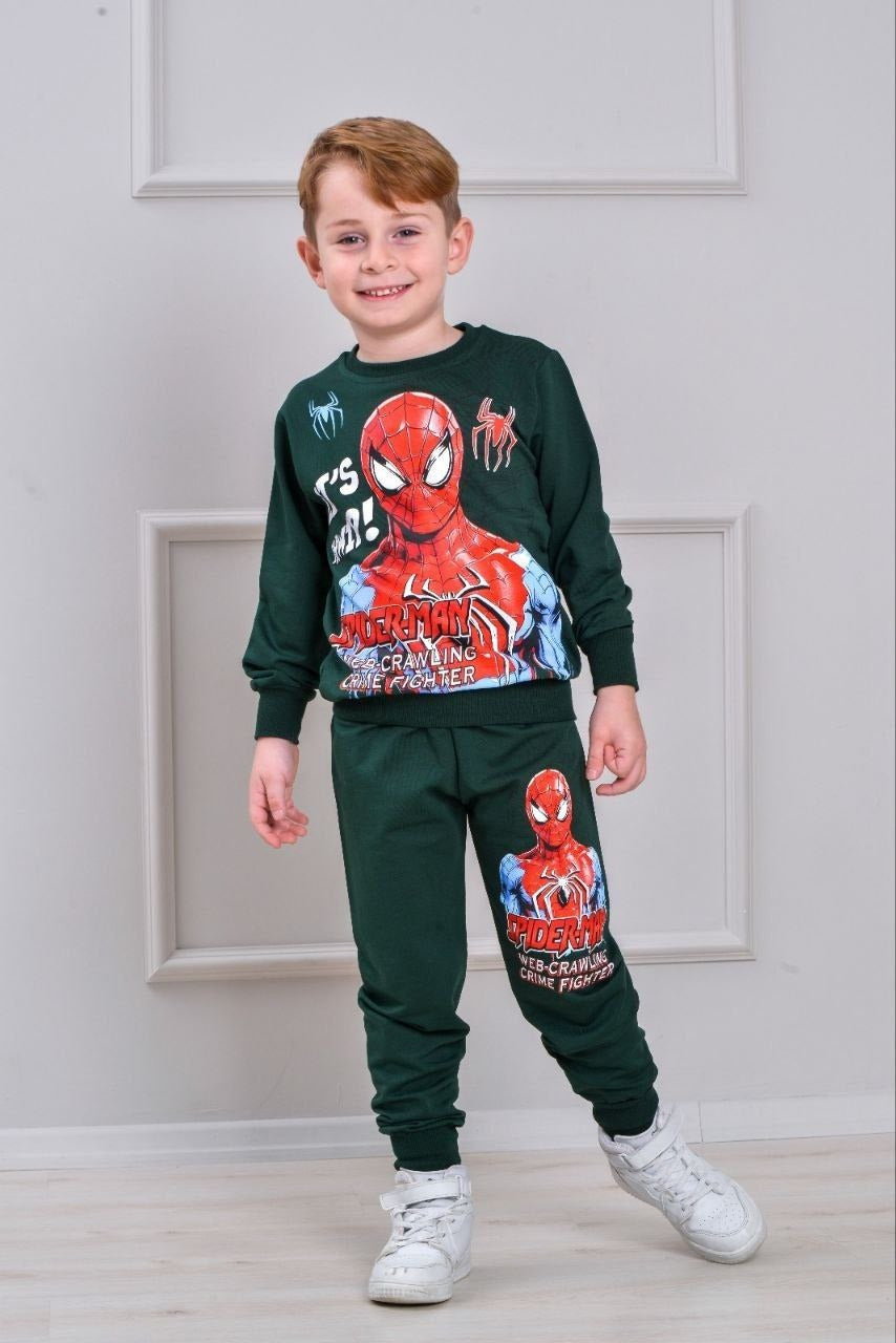 Spiderman Green Kids Boys Cotton Set - Kids Boys (3-10Y)