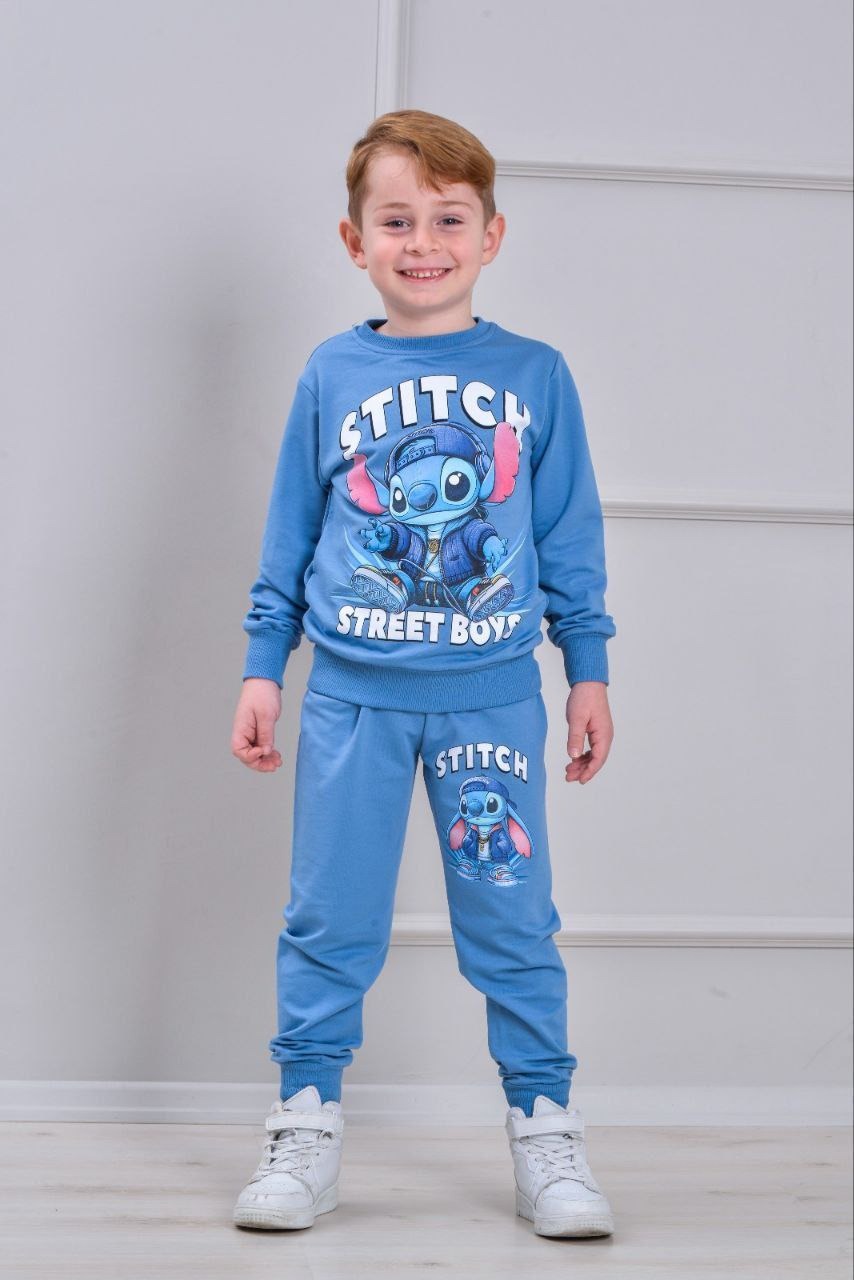 Stitch Light Blue  Kids Boys Cotton Set - Kids Boys (3-10Y)