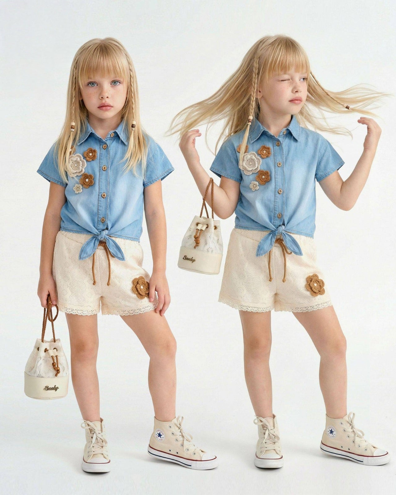 Sweet Summer Denim top and shorts Set - Kids Girls (3 -6Y)