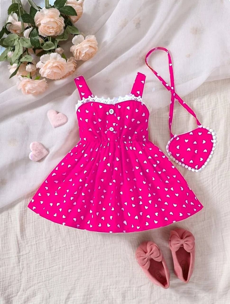 Sweetheart Hot Pink Party Dress Set with bag - Baby Girls (6-24 M)