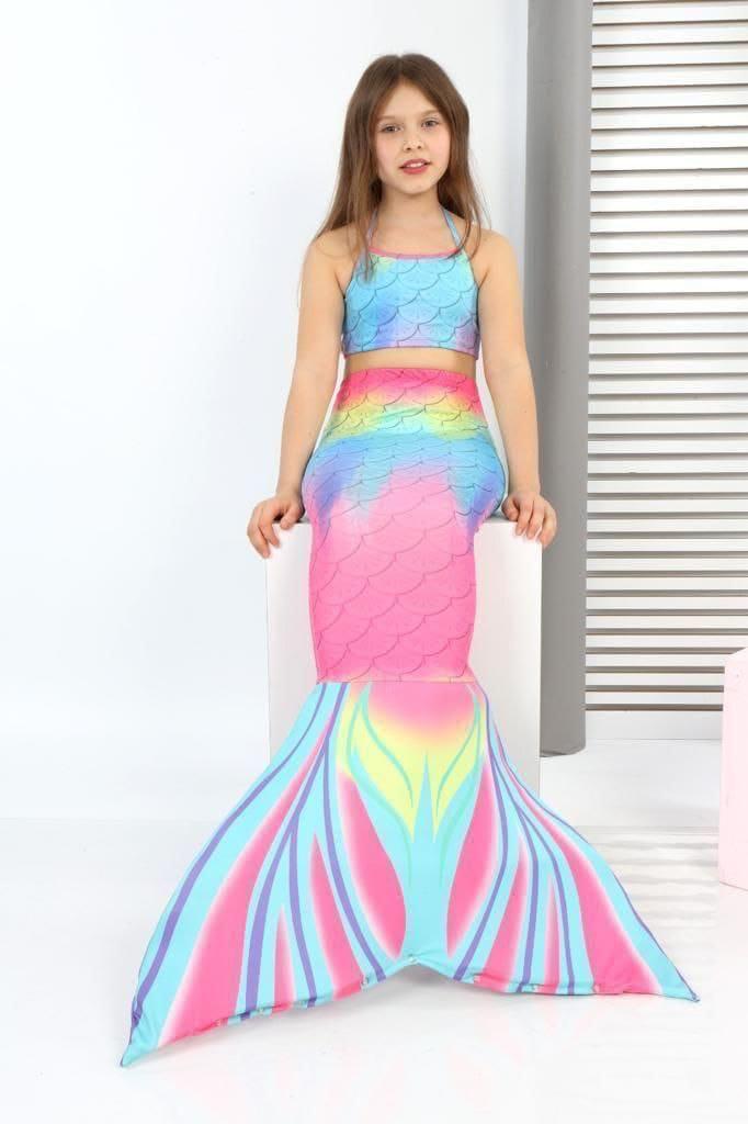 Mermaid Tail Girls Swimsuit Set-Pink- Kids Girls (Ages 3-12)