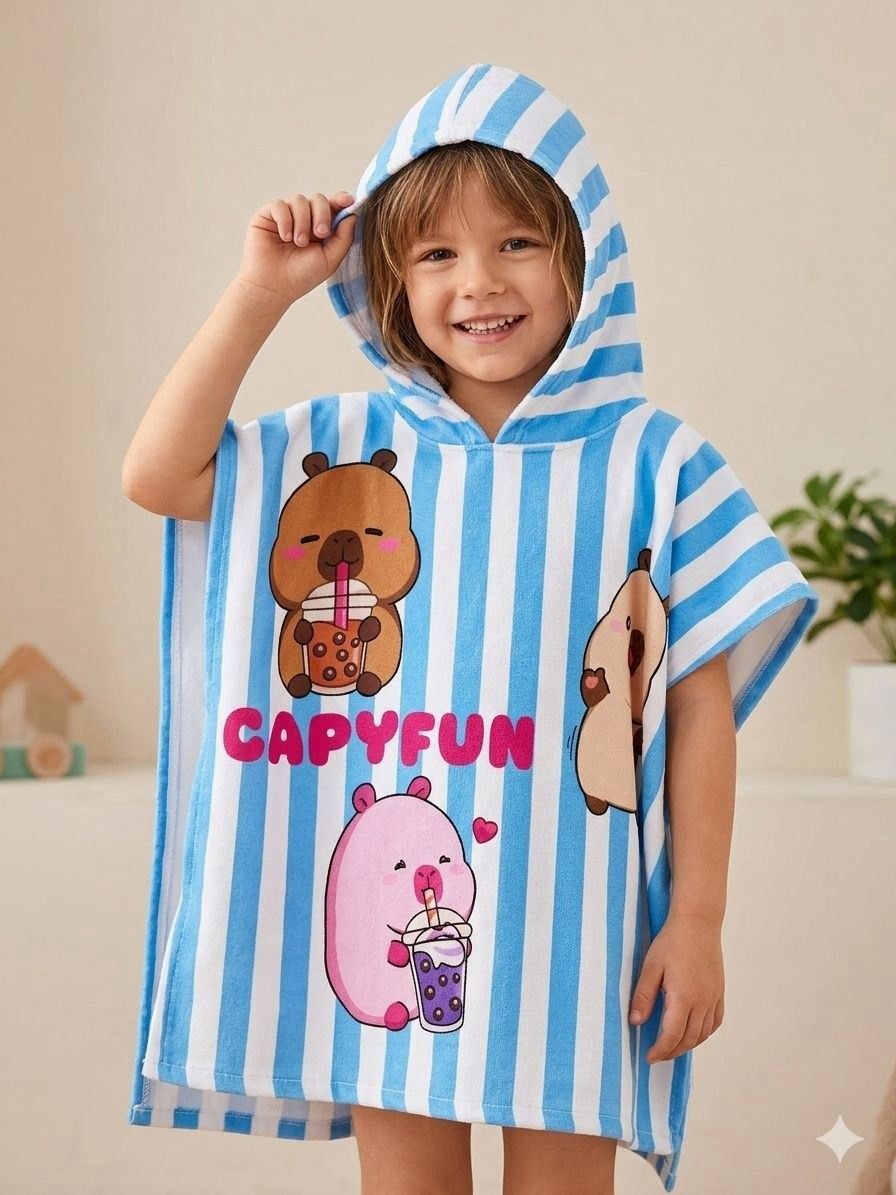 Capybara "Capyfun" Hooded Poncho - Kids Boys (All Ages)