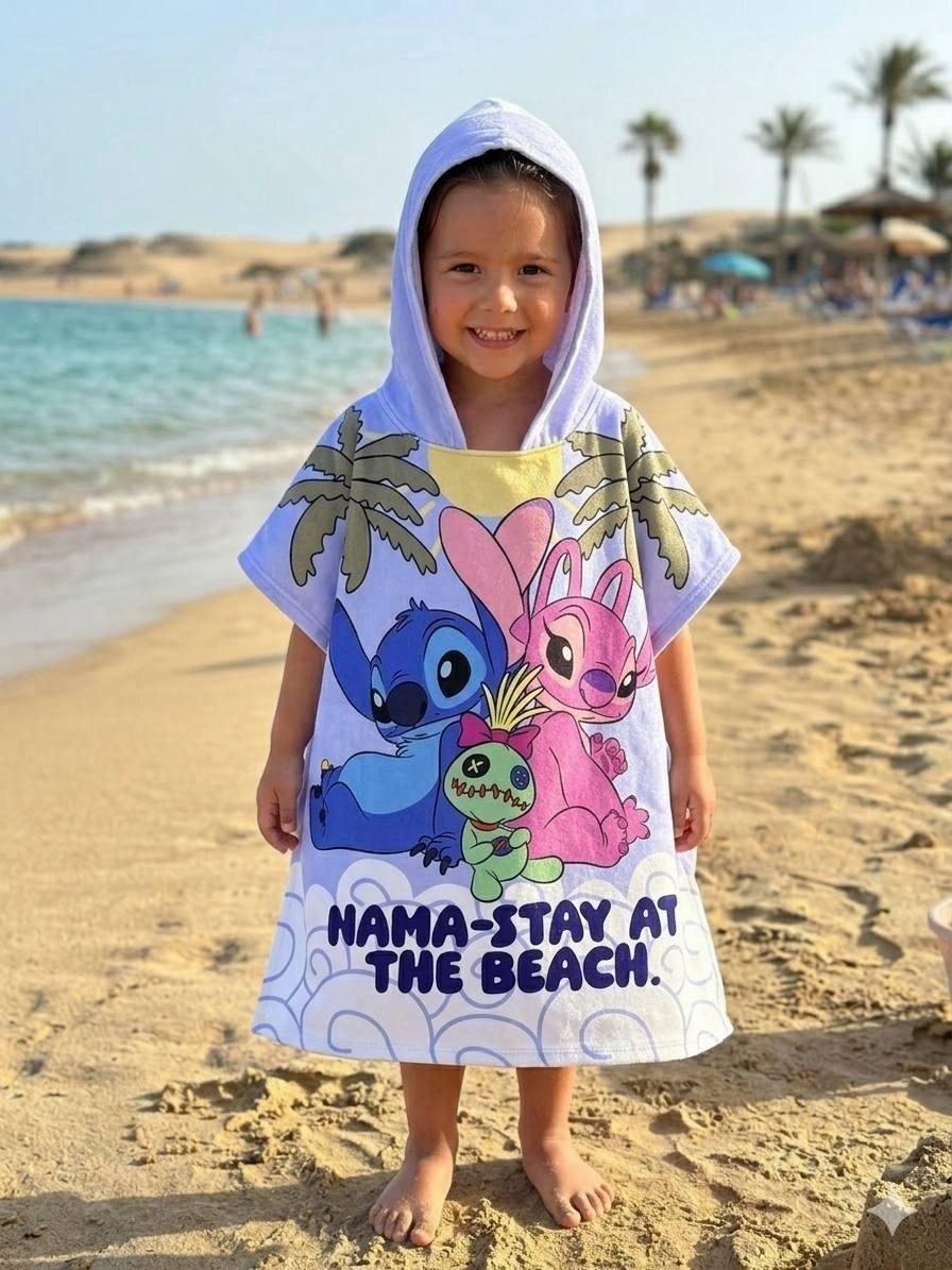 Stitch and Angel "Nama-Stay at the Beach" Poncho - Kids Girls/Boys (All Ages)