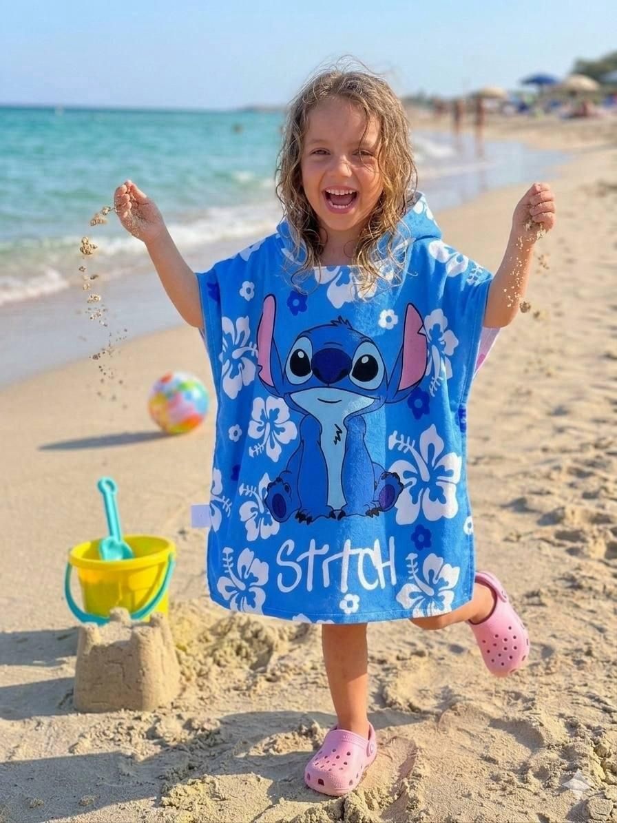 Disney Stitch Hooded Beach Towel Poncho - Kids Boys/Girls (All Ages)
