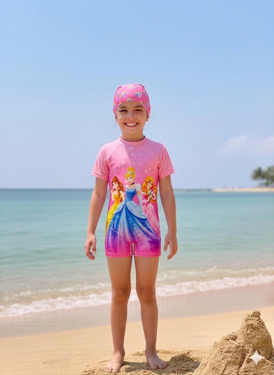 Disney Princess Short-Sleeve Swimsuit Set - Kids Girls (Ages 2-8)