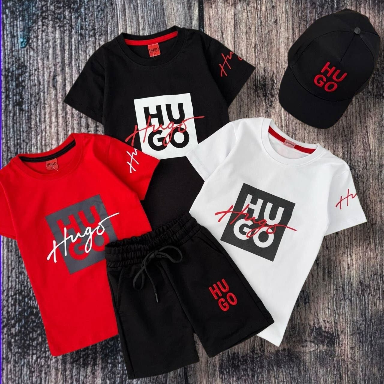HUGO Boss 3-piece T-shirt Shorts and Cap Summer Set–– Kids Boys (Ages 3 to 12)