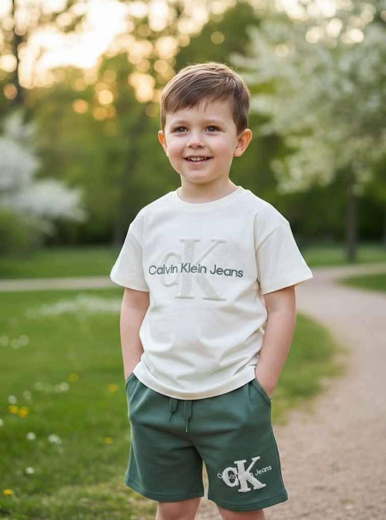 Calvin Klein Jeans Kids Monogram T-Shirt and Shorts Summer Set – Kids Boys (Ages 4 to 12)