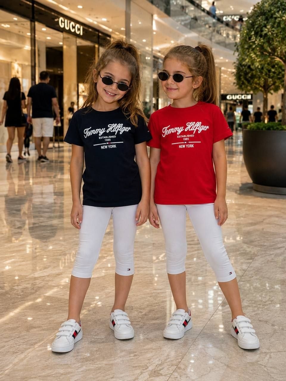 TOMMY Girls Script Logo Tee and Cropped Leggings Set–– Kids Girls (Ages 3 to 12)