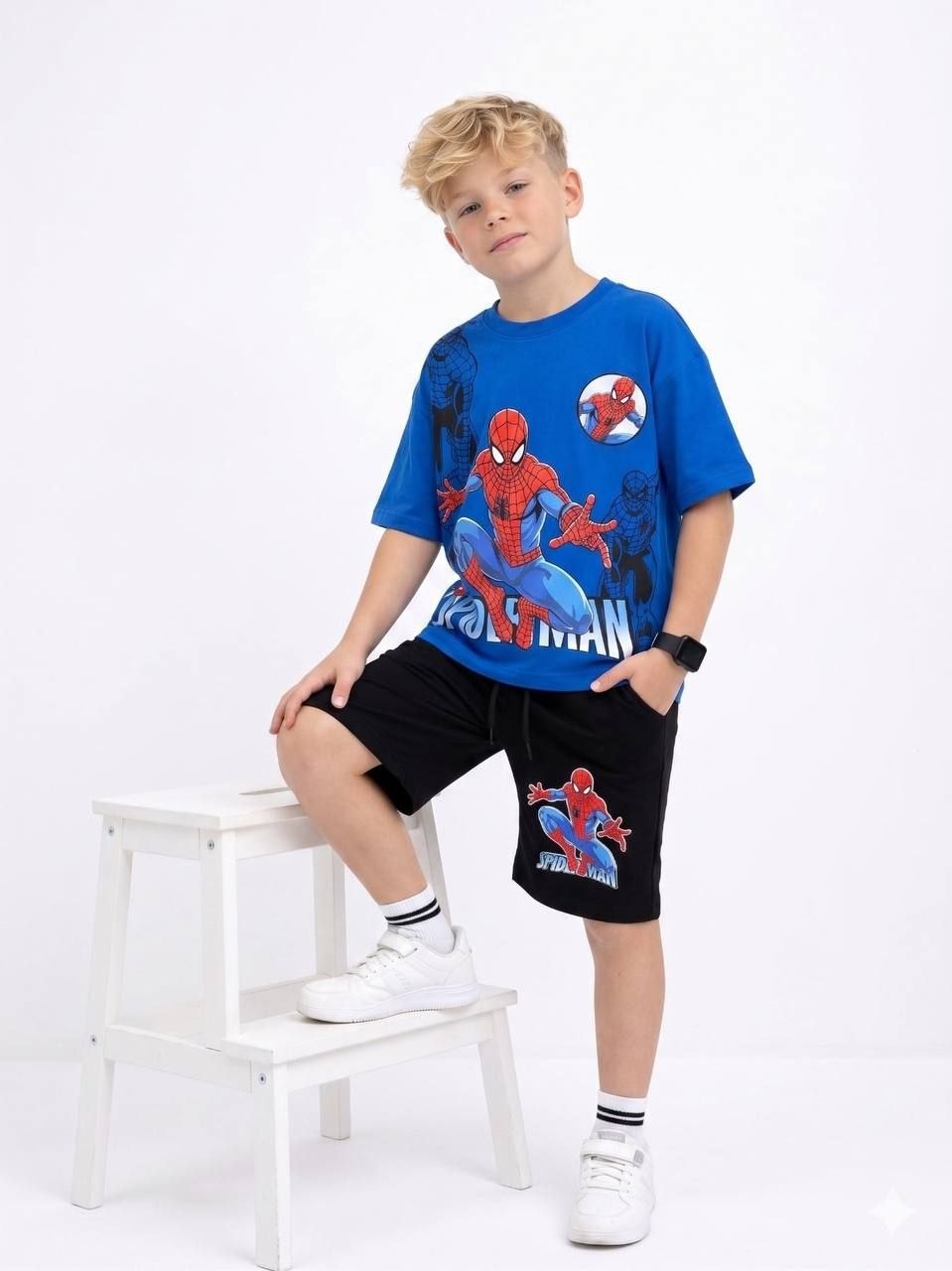 Action-Packed and Cool Spider-Man Royal Blue Shorts Set –– Kids Boys (Ages 3 to 10)