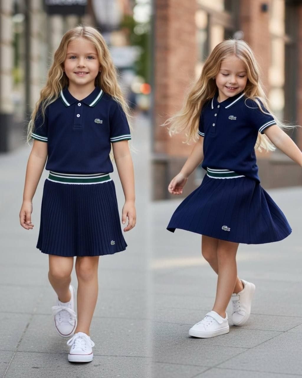 La Coste Preppy Classic Polo and Pleated Skirt Set - Kids Girls (3 -12Y)