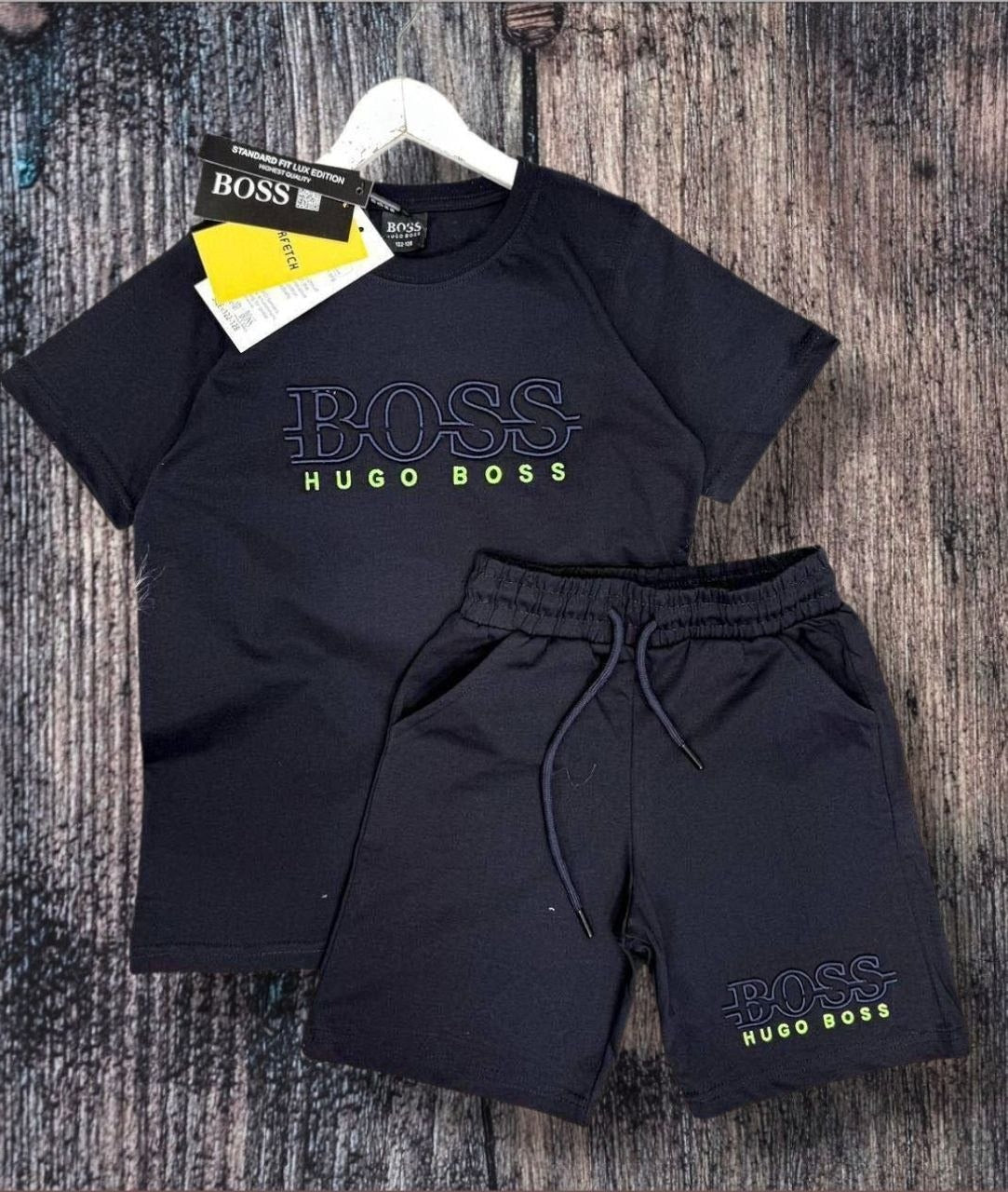 Boss Short-Sleeve Tee Shorts Black Summer Set –– Kids Boys (Ages 2 to 15)