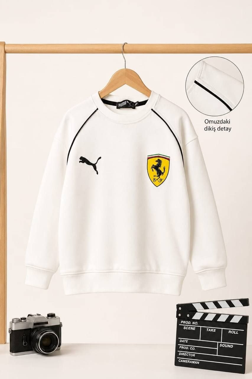 PUMA x Ferrari Kids and Teens White Crewneck - Kids Boys (7 -16Y)