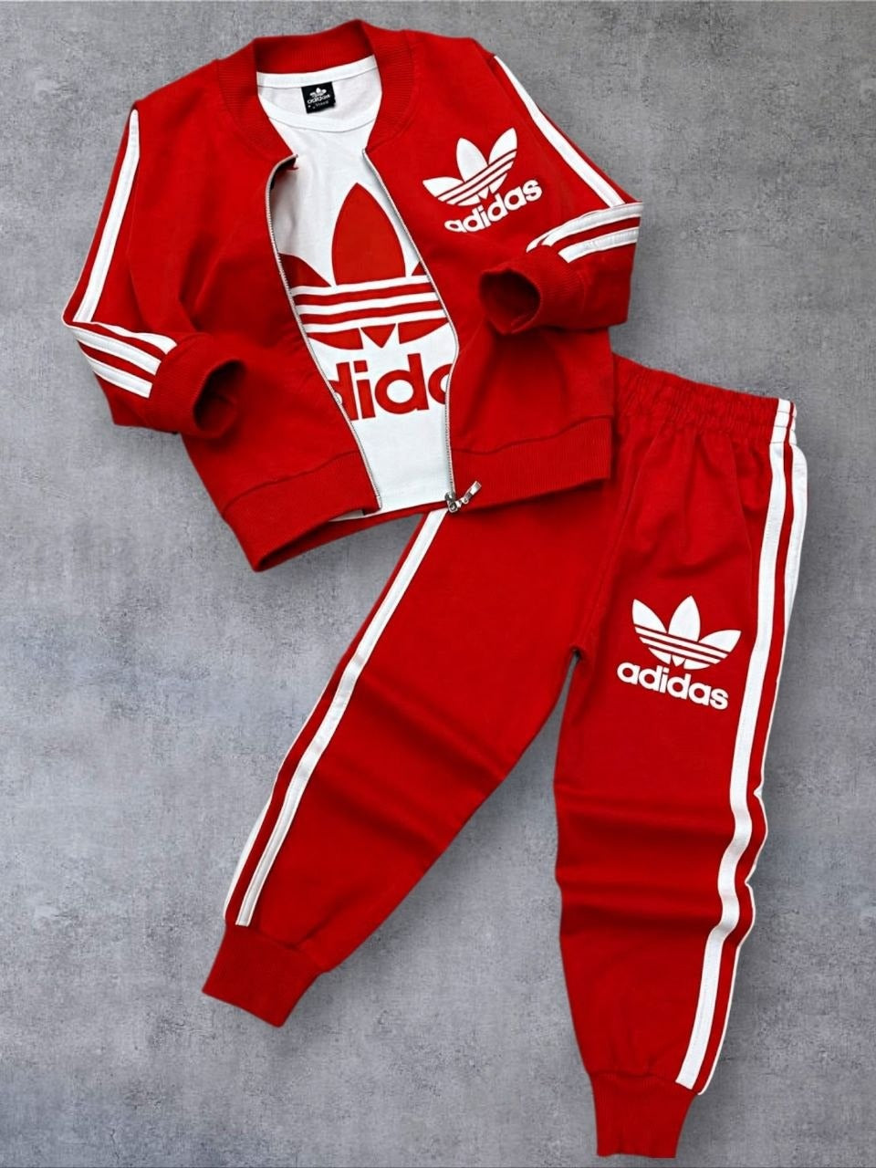 Red Retro 3-Piece Autumn Tracksuit Set – Kids Boys (Ages 3 to10)