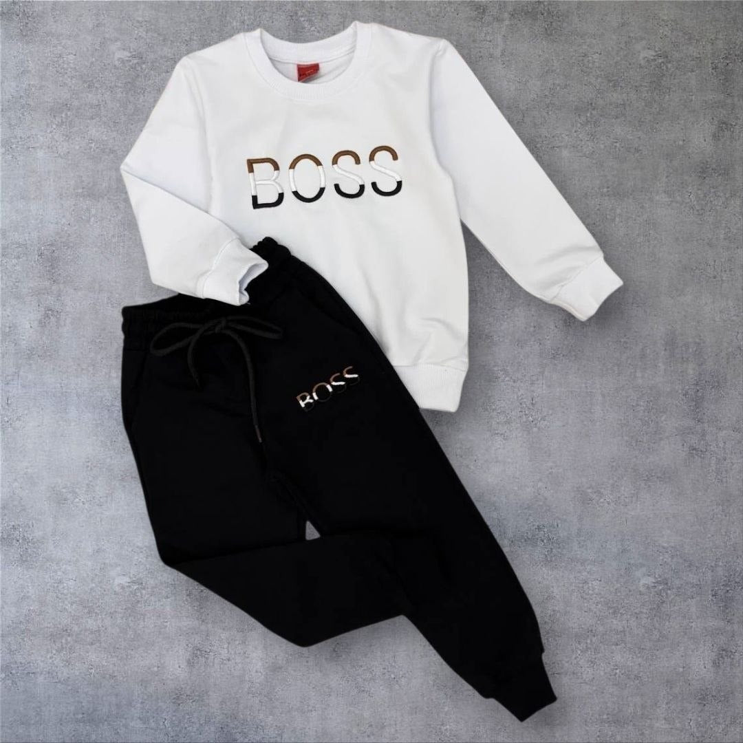 BOSS White and Black Sweatshirt Set- Kids Boys (3 -12Y)