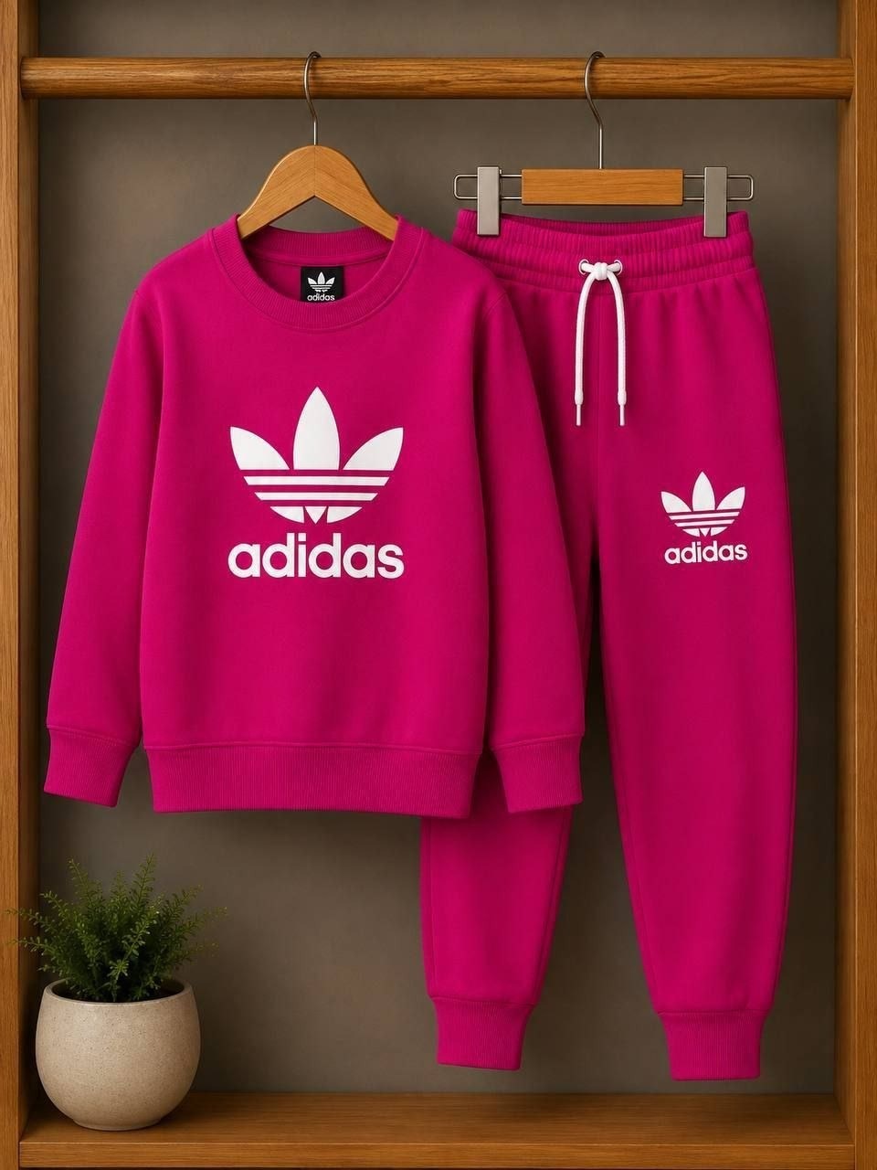 Magenta Trefoil Sweatshirt and Joggers Set - Girls (3 -10Y)
