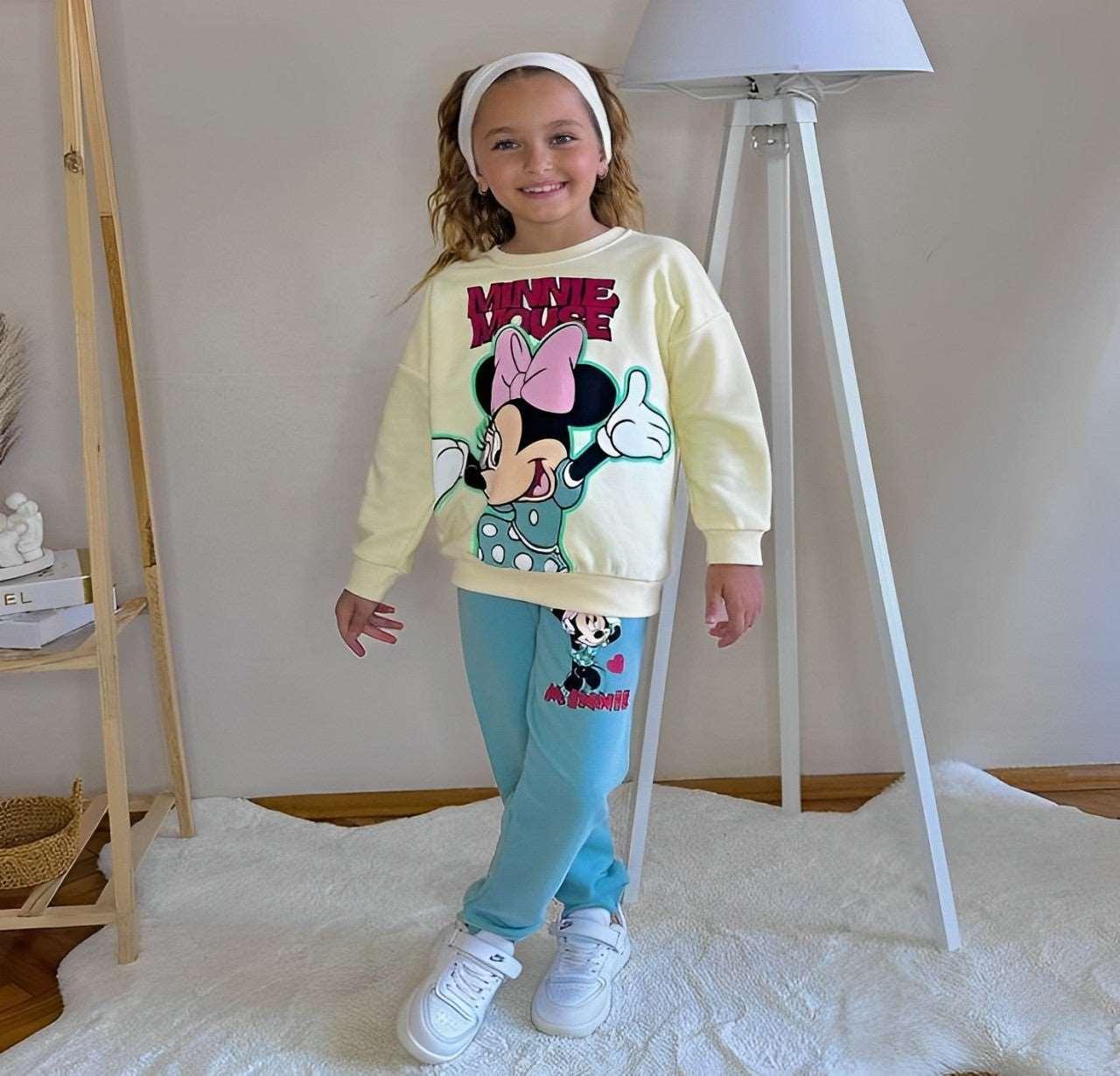 Green Minnie Mouse Girls High-Quality Cotton Set - Kids Girls (2PCs) - Novo Kids