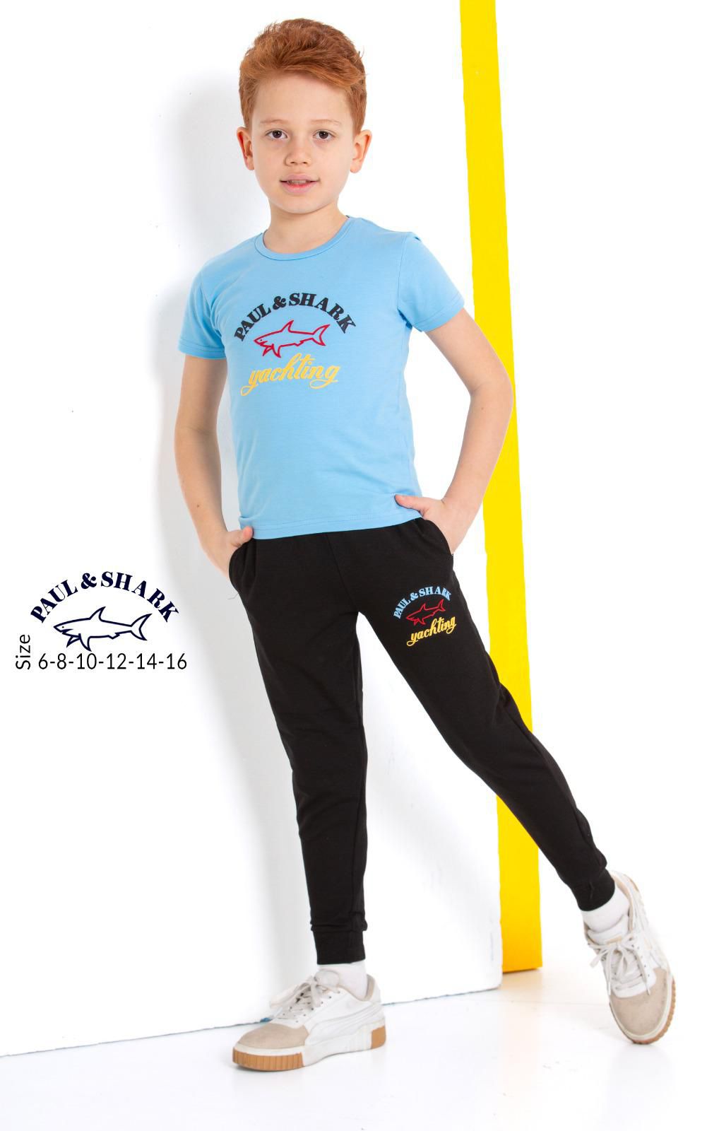 مجموعة بول آند شارك لليخوت للأولاد (أزرق) - للأولاد الصغار (قطعتان)